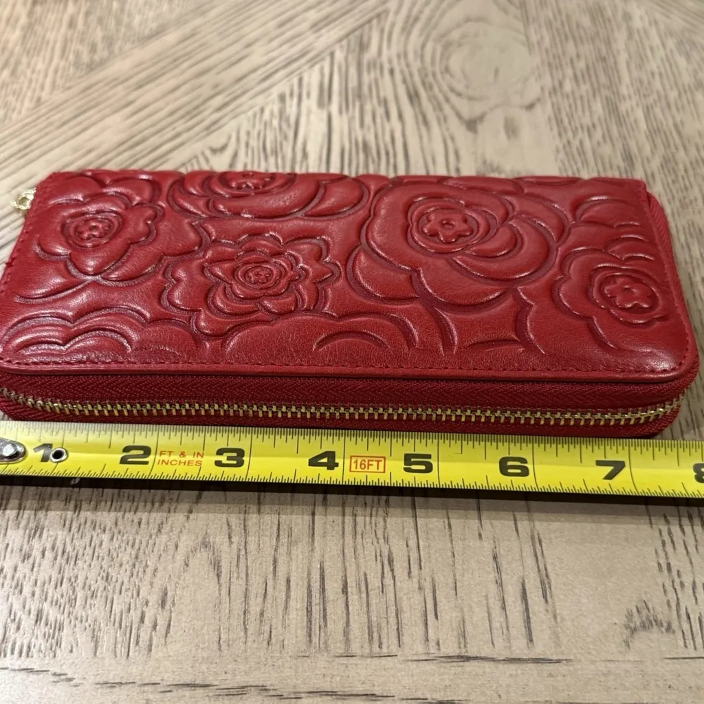 Genuine Leather Wallets Card Case Holder Money Clip Wallet (Jester Red) Red - Image 3