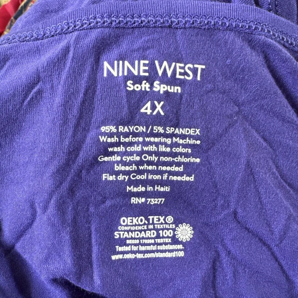 Nine West Essential V-Neck Tank Size 4X Purple Rayon Spandex NEW Women’s - Image 3