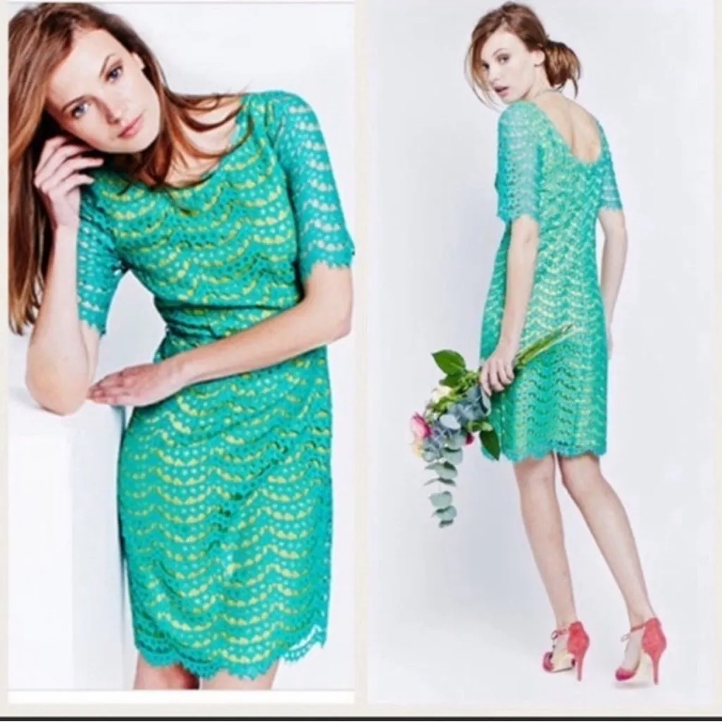 Boden•green lace eyelash dress•Sz 12 Green - Image 10