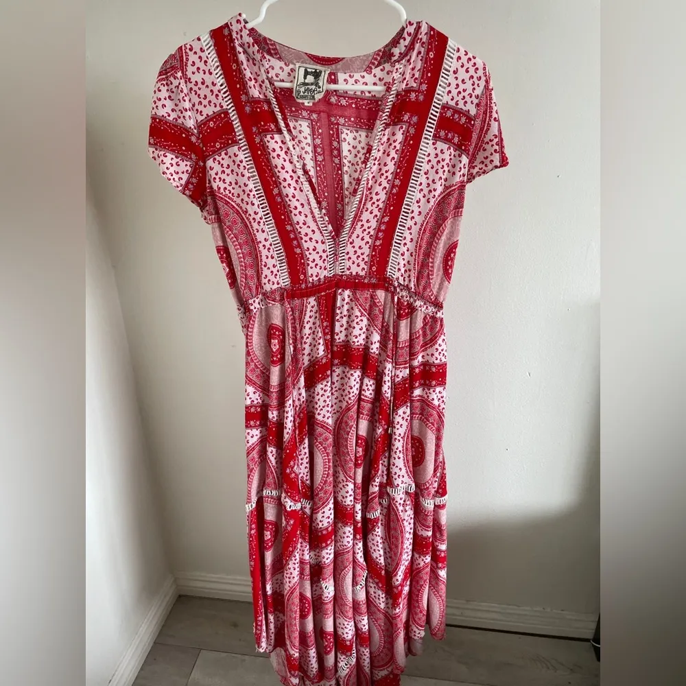 Salty Crush x Jaase Paisley Maxi Dress Red/White (Small) - Image 2