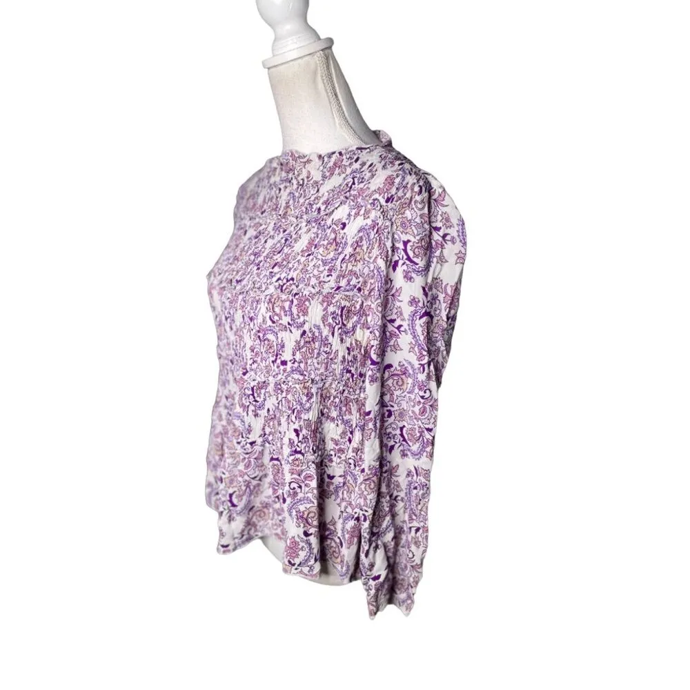 See by Chloe Long Sleeve Paisley Ruffle Top Purple Womens Size 36 US 4 - Image 7