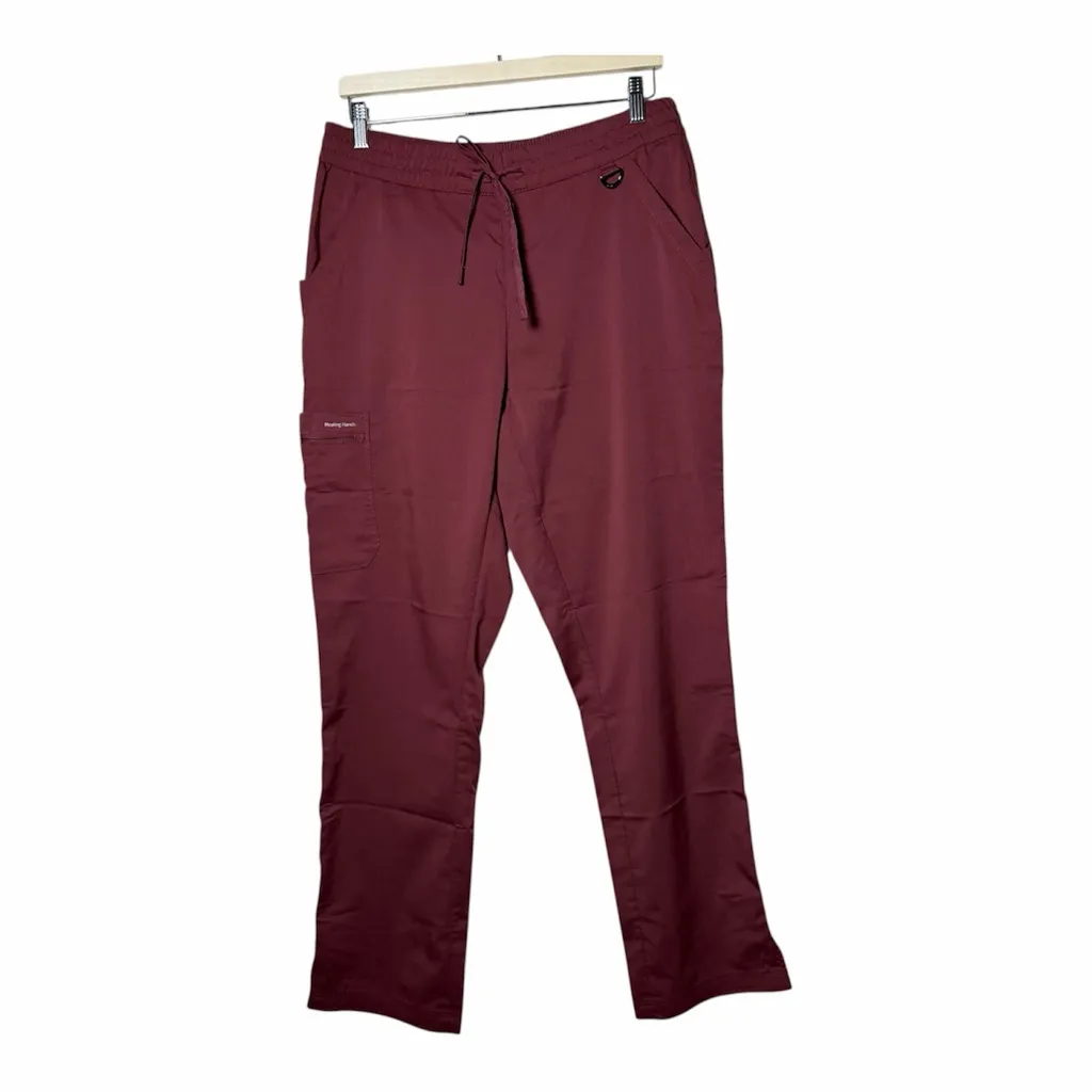 Healing Hands Purple Label Tamara Scrub Pants Wine Burgundy Size L 6-Pocket 9181 - Image 11