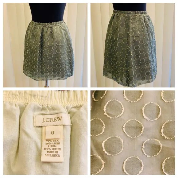 J. Crew green polka dot silk mini skirt. - Image 2