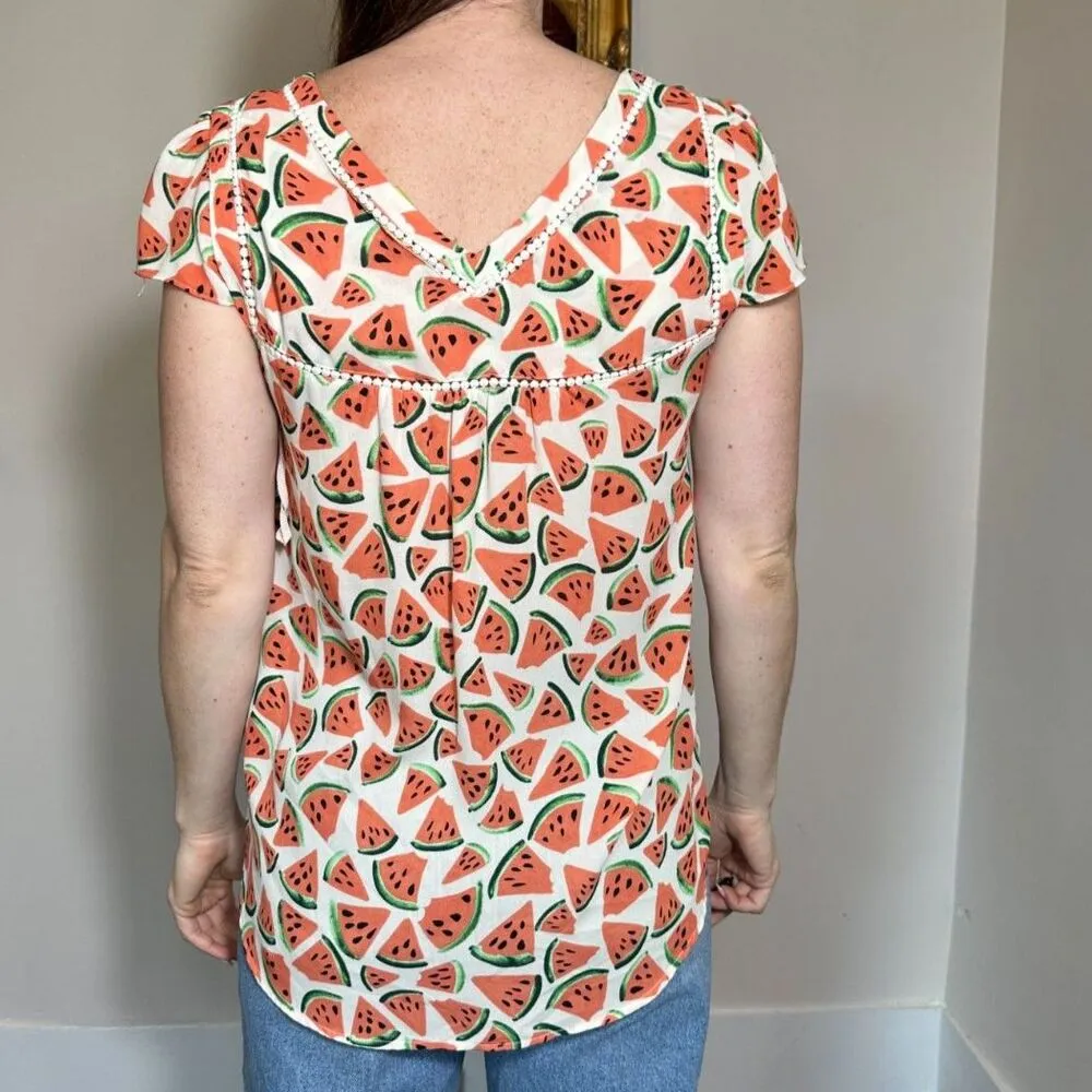 Anthropology Maeve Picnic Days Watermelon Top Sz 6 - Image 3