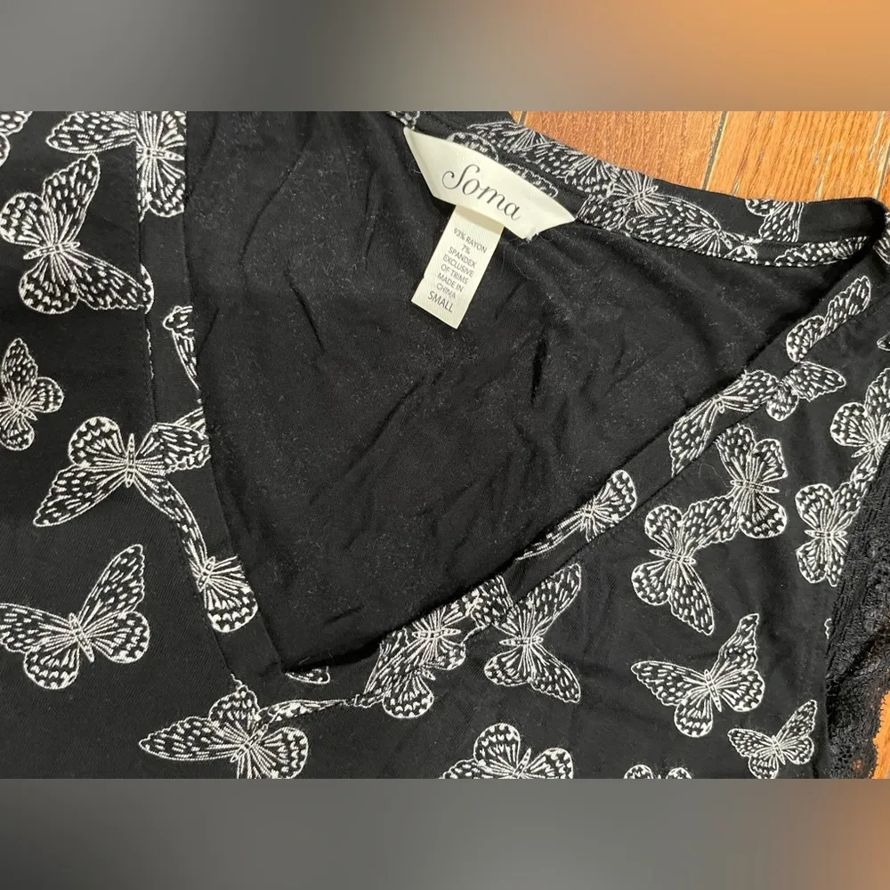 Soma Black Butterfly Pattern Tank Top - Image 4