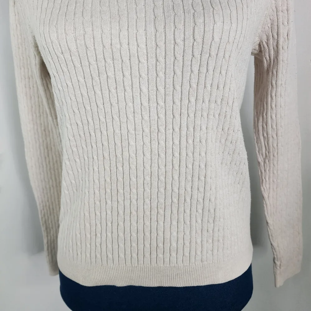 Pria Oatmeal Cable Knit Cotton Turtleneck Sweater Size undefined - Image 3