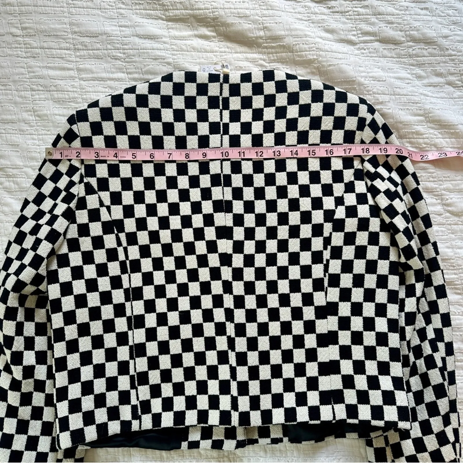 MANGO Checkerboard Black White Check Jacket Blazer NEW Large - Image 8