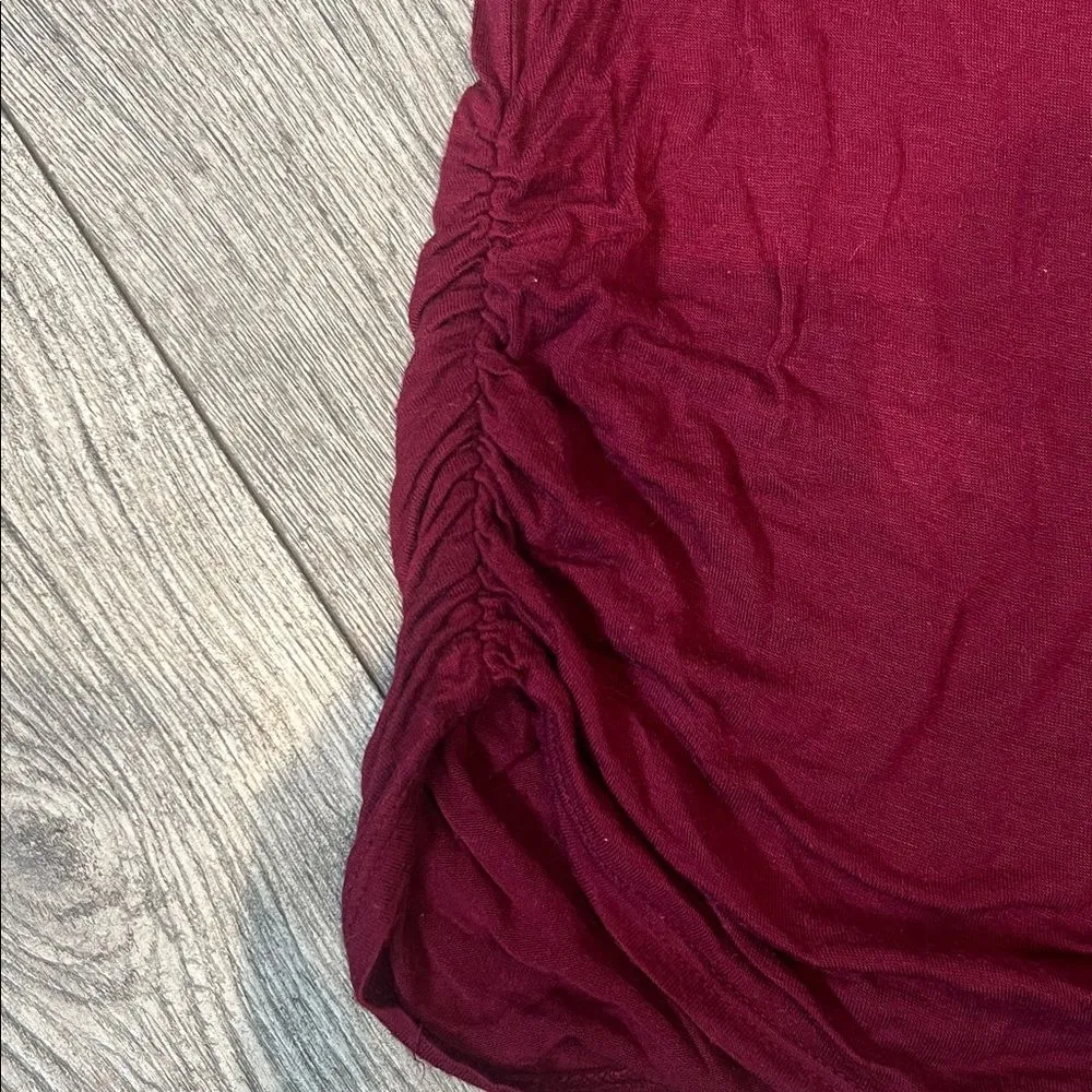 Charlotte Russe Womens Small Red Maroon Short Sleeves Round Neck Blouse T Shirt - Image 4