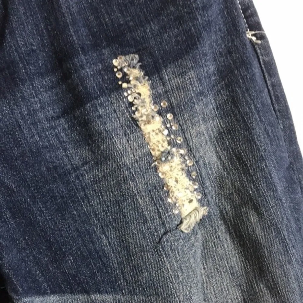 Cache Boot Cut With gem Embellishment Beads distressed jeans size 6 - Image 4