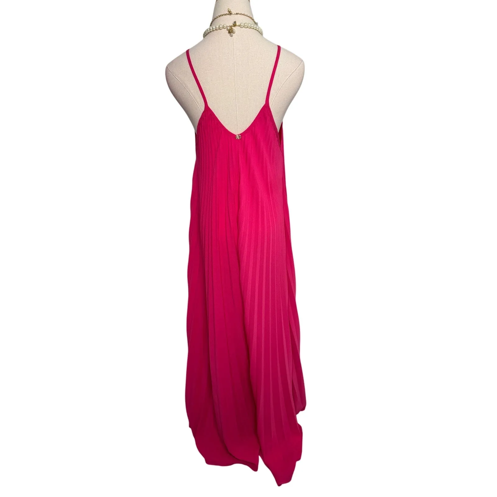 Adriana Degreas Le Fleur Oversized Pleated Crepe Jumpsuit hot pink size small S - Image 4