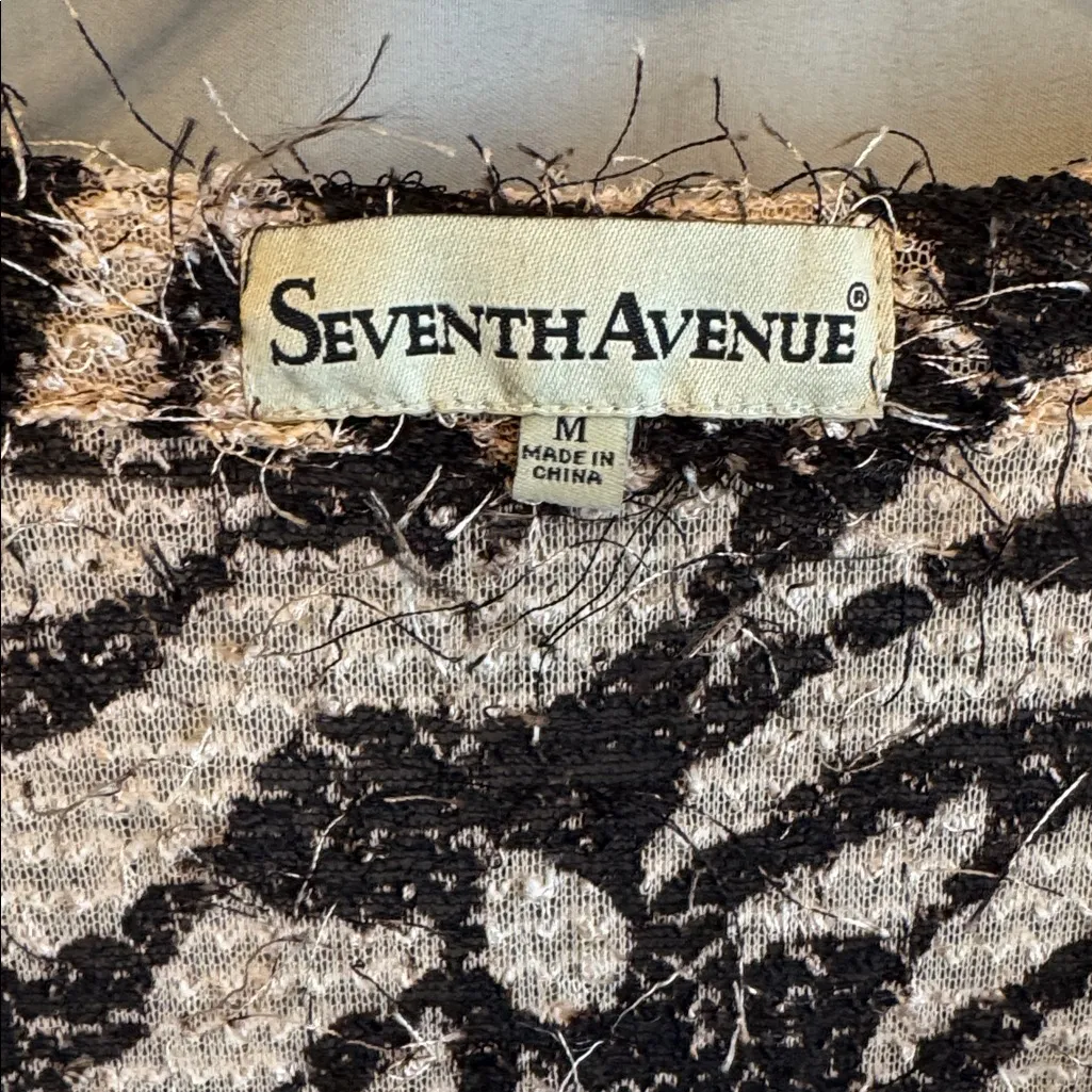 Seventh Avenue animal print fringed cardigan. Black Size M - Image 2