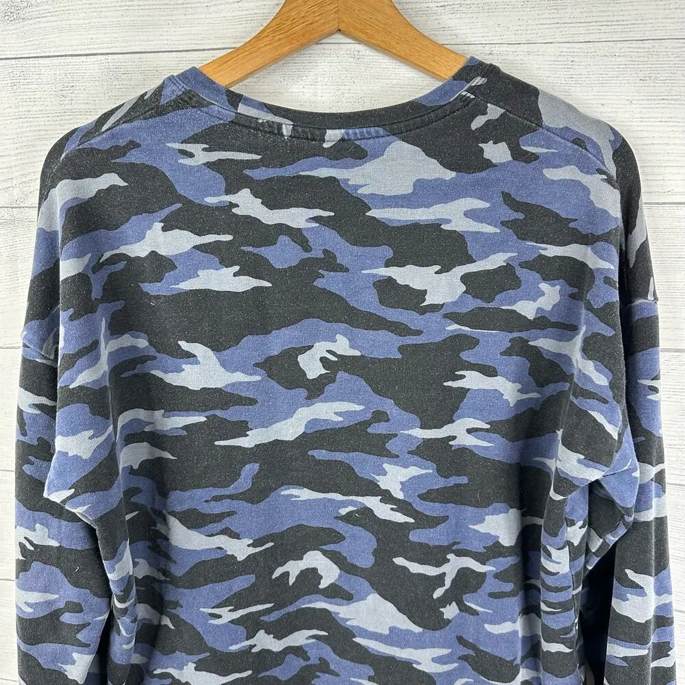 Athleta Womens size Medium Blue Camo Studio to Street Pullover Sweatshirt - Image 5