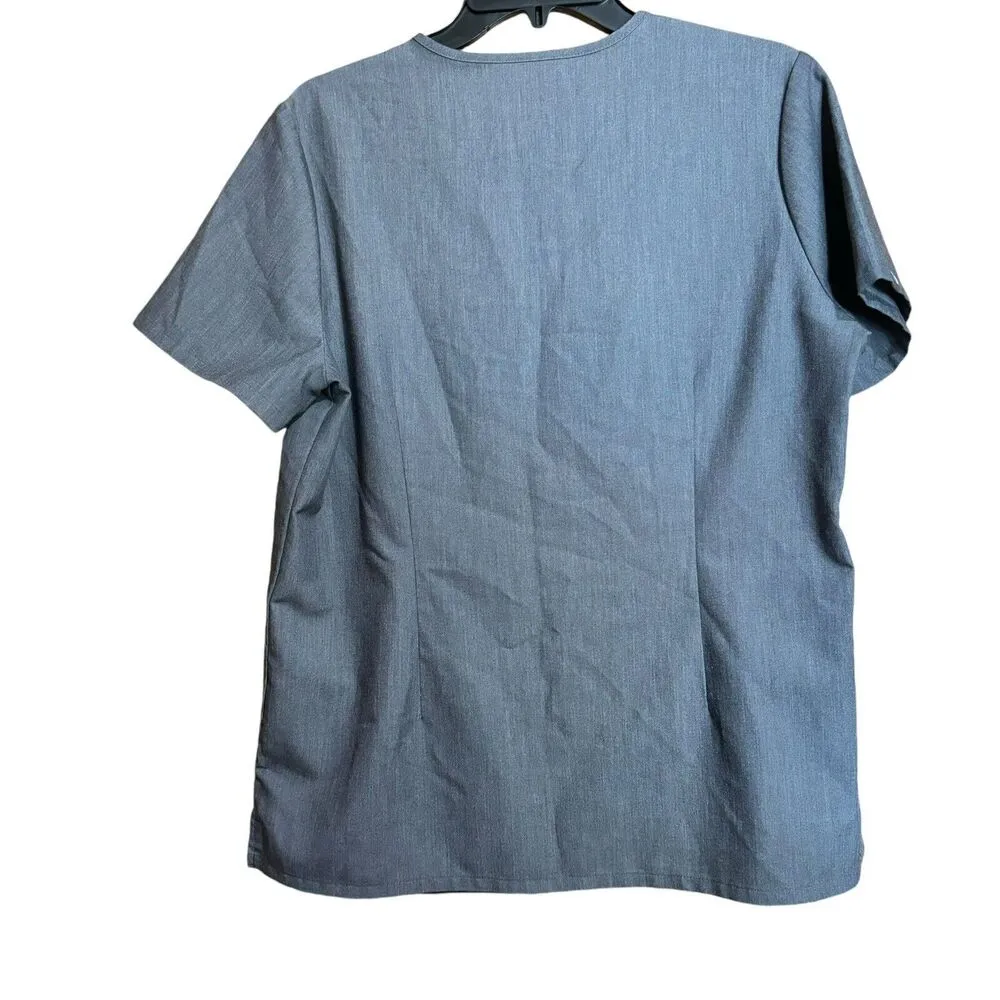 FIGS Technical Collection Scrub Top Womens Medium Gray Catarina One Pocket - Image 4