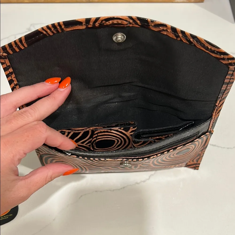 Aboriginal Art Leather Wallet Set Black - Image 2