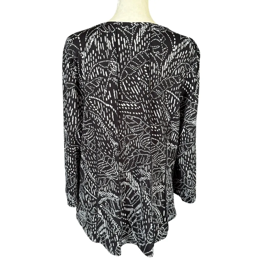 Sami & Jo black and white stretchy 3/4 sleeve v-neck blouse women's size PL - Image 4