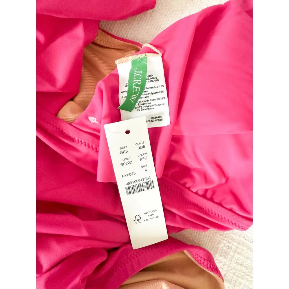 J. Crew | NWT | Ruched ruffle one-piece swimsuit in Radiant Fuchsia | Sz 4 - Image 6