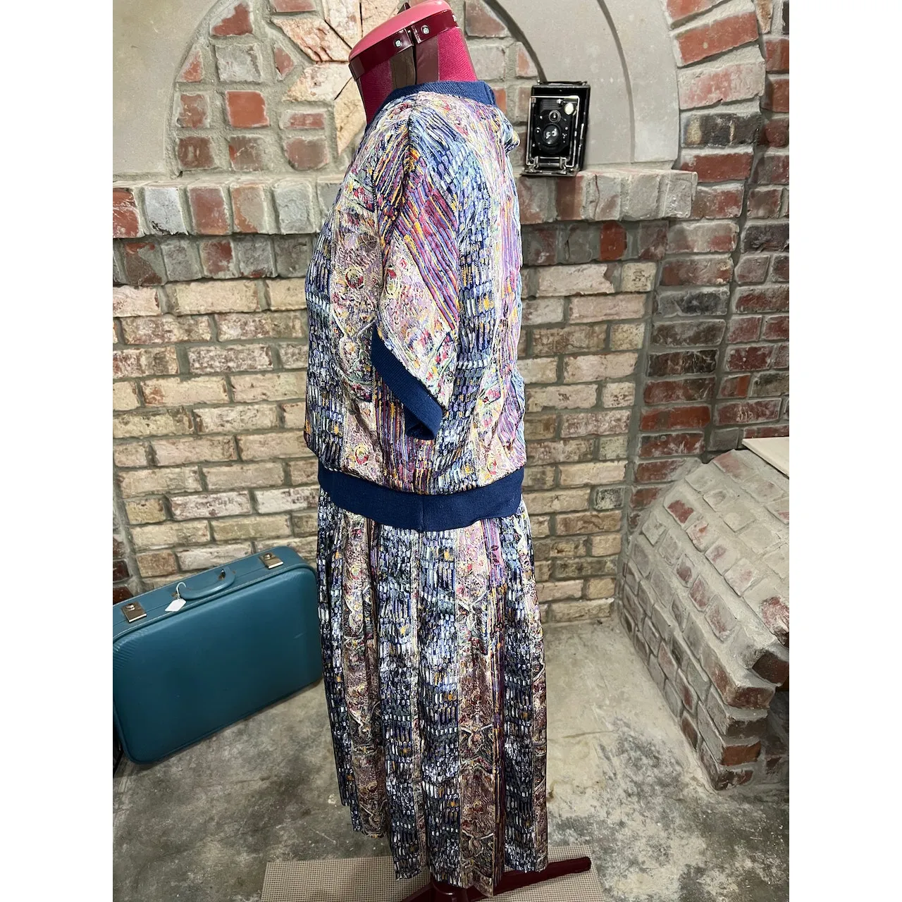 dress 80s blouson satin blue purple Size 8 - Image 5