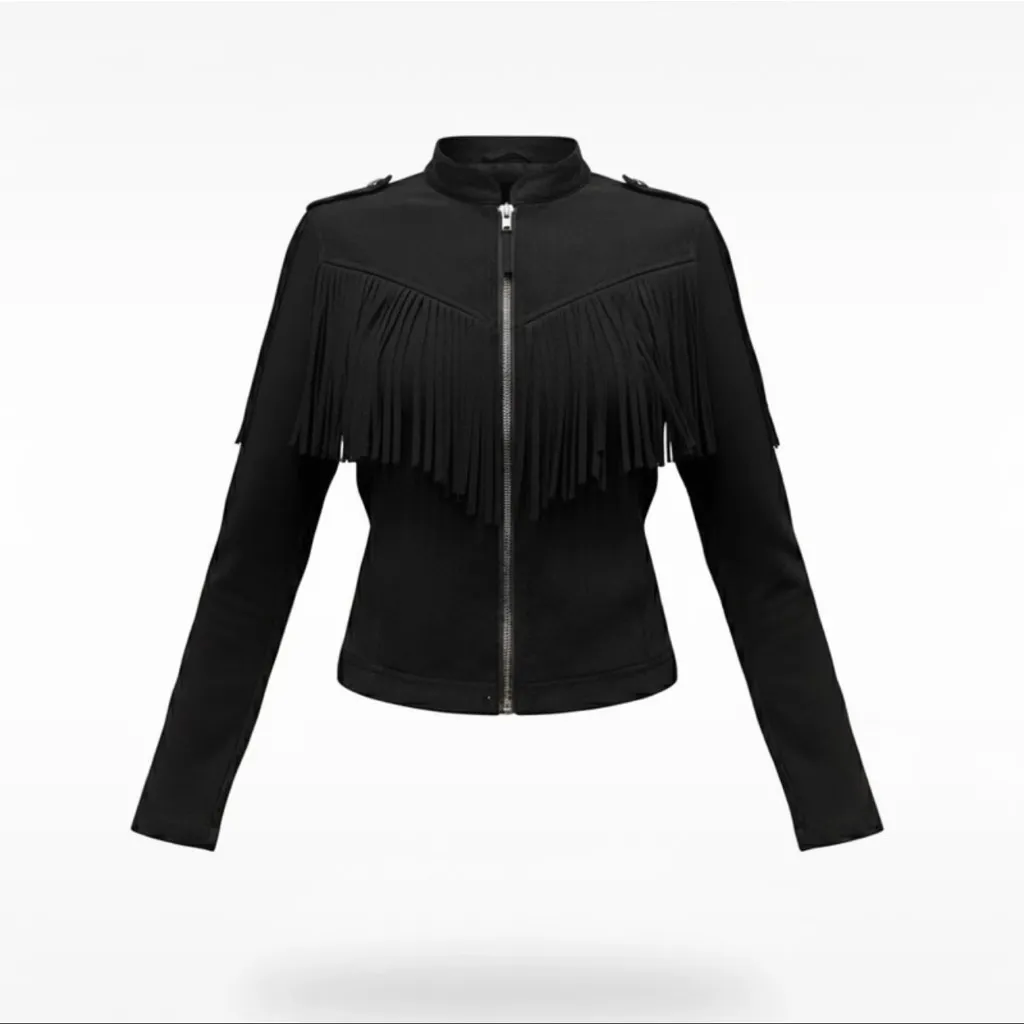 Vintage American Rag Suede Fringe Zipup Jacket - Image 2