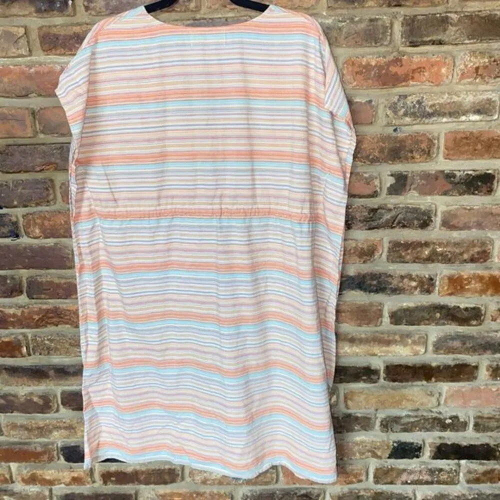 Love Sam Coral Blue Striped Tassel Tie Cover Up Dress Women's One Size - Image 6