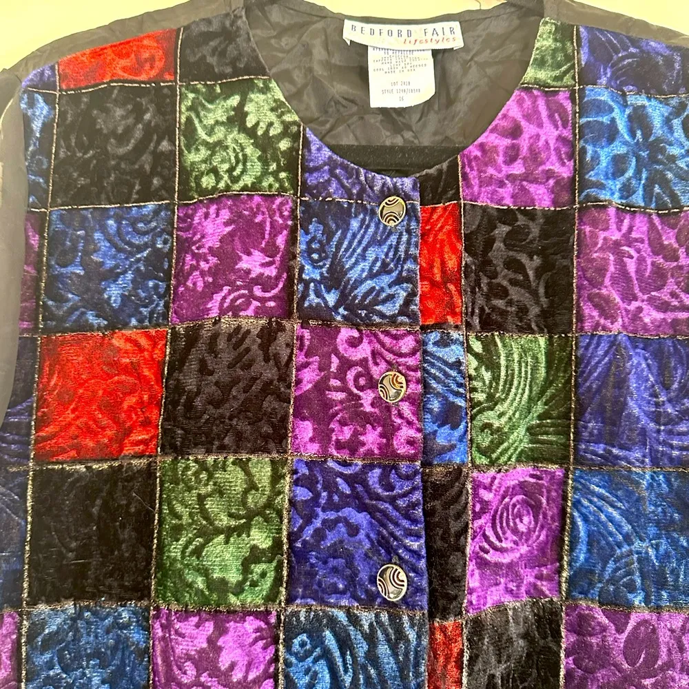 Vintage Bedford velvet/sheer burnout floral print jacket RENFAIRE 16 NEW Black - Image 4