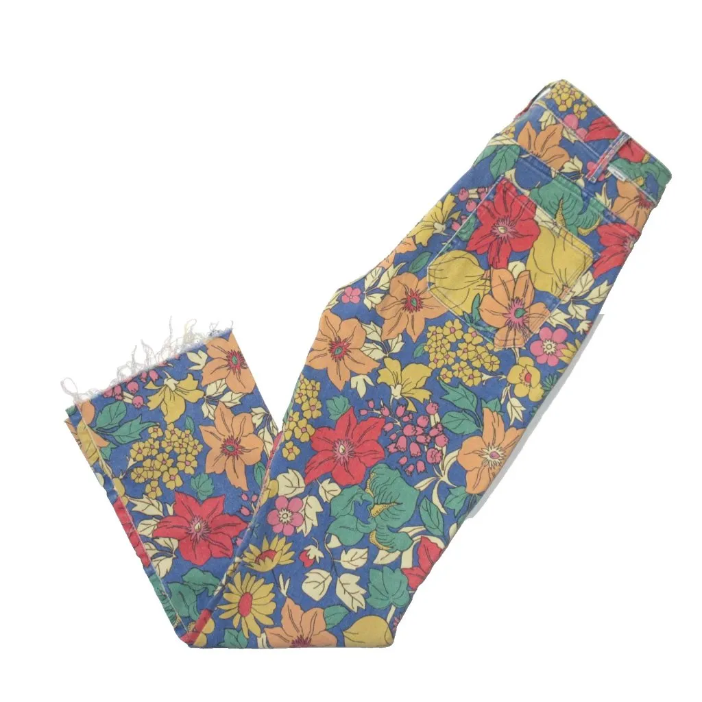 NWT Mother Hustler Patch Pocket Ankle Fray in Fresh Blooms Floral Crop Jeans 29 - Image 11