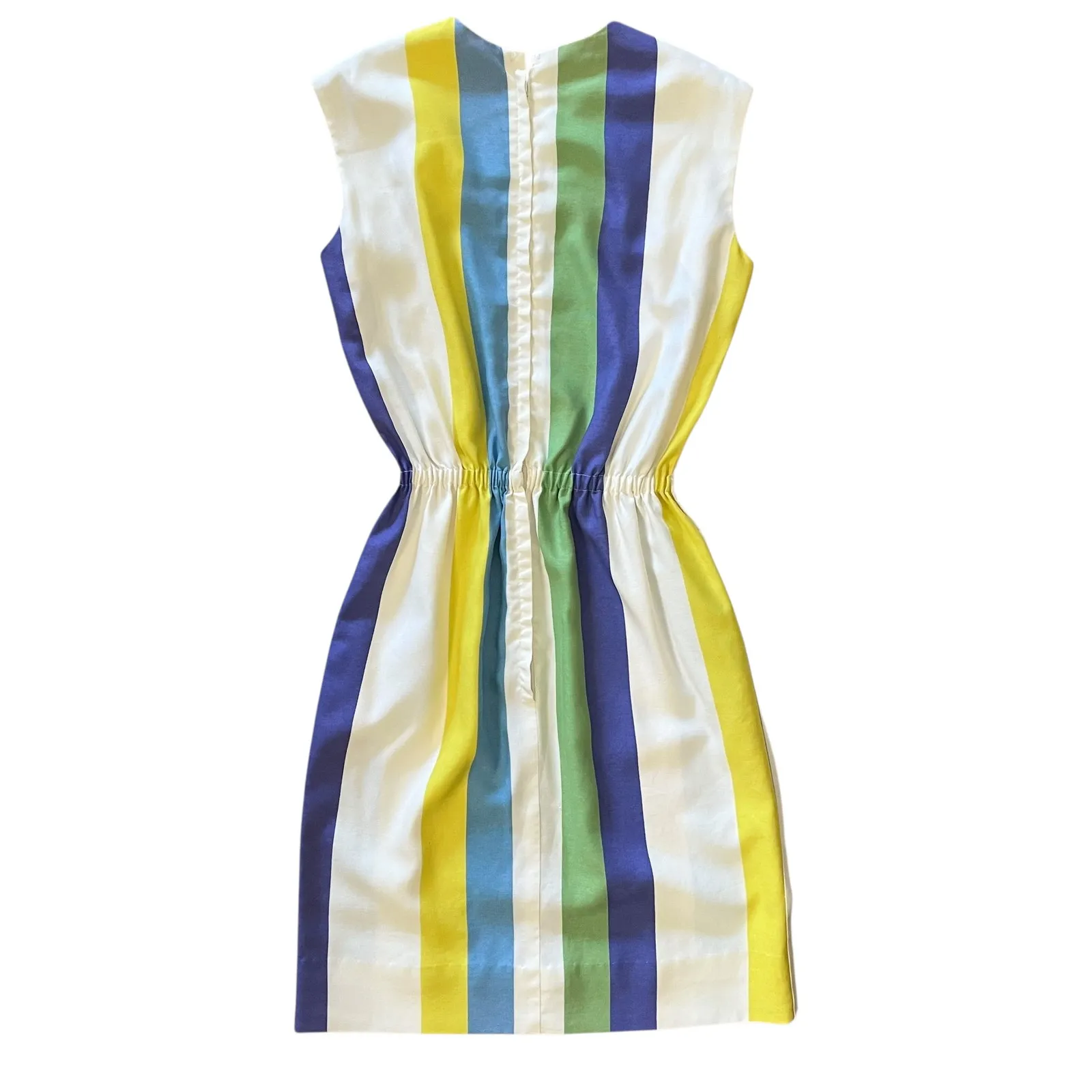 Vintage Stacy Ames 1960s Striped Sleeveless Belted Knee - Image 2