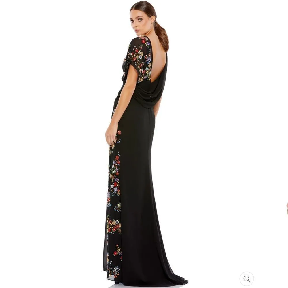 Mac Duggal 26530 Womens FAUX WRAP MULTI COLORED BEADED FLORAL GOWN Dress - Image 5