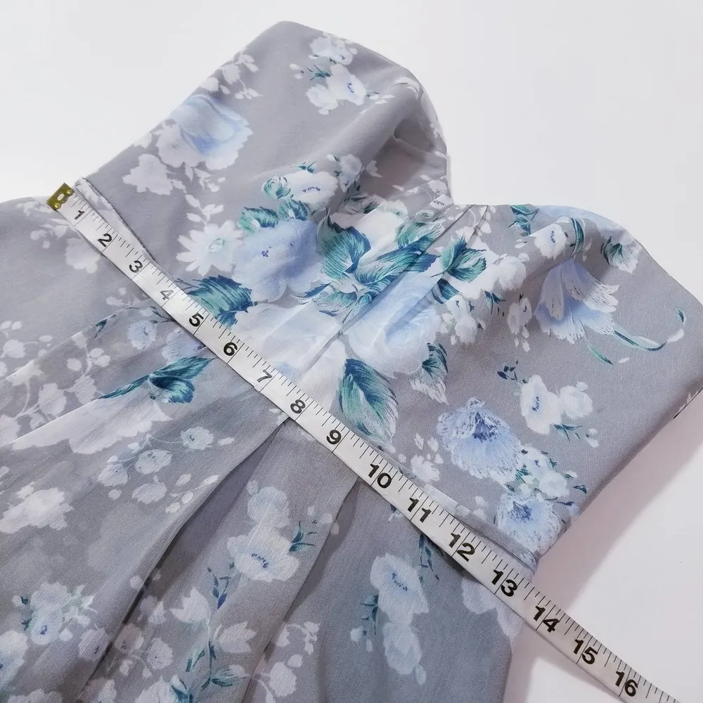 David's Bridal Floral Print Bridesmaid Dress Strapless High Low - Image 7