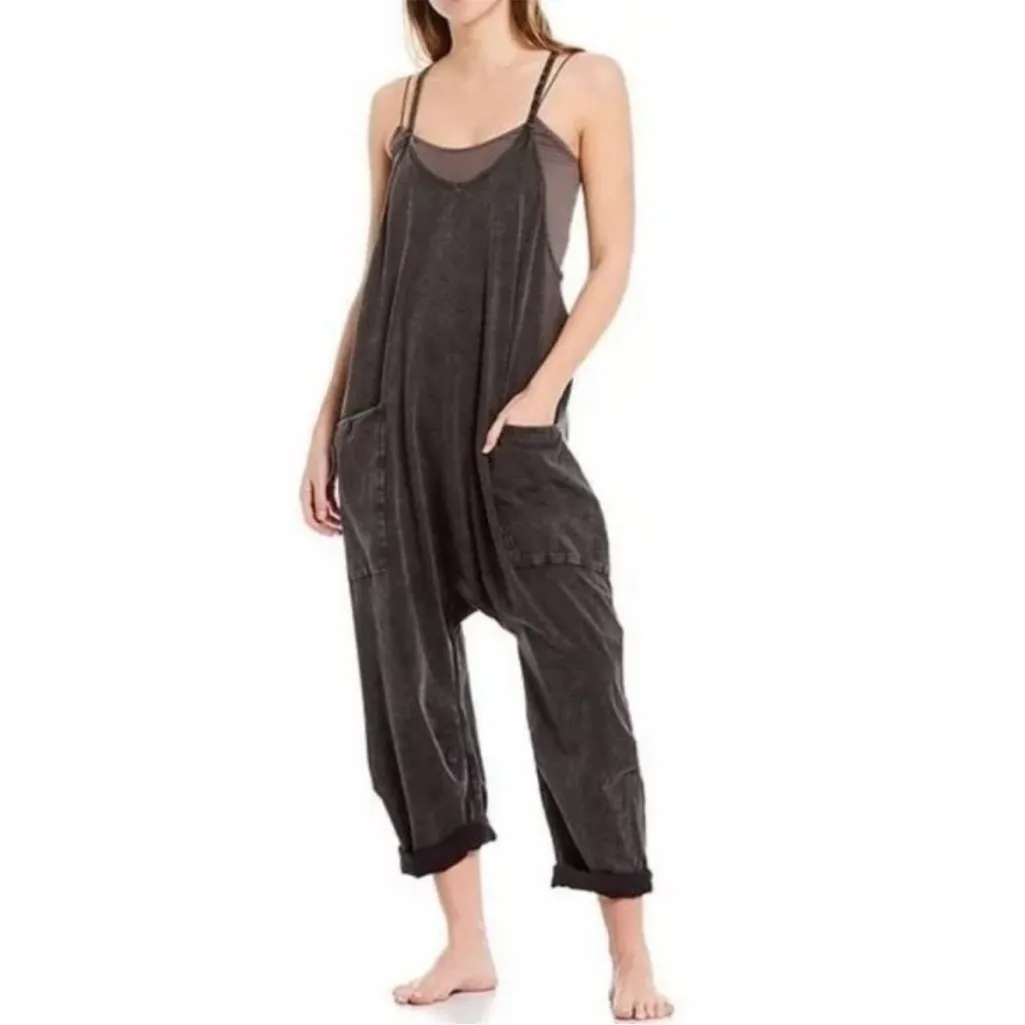 New Free People Hot Shot Onesie Jumpsuit Washed Black Size XS Romper - Image 2