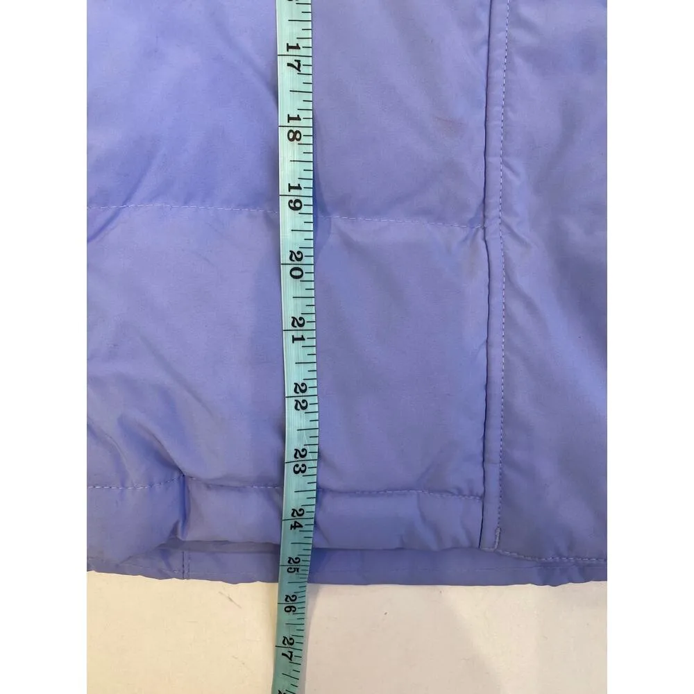 L.L. Bean Periwinkle Goose Down Puffer Winter Ski Jacket Faux Fur Hooded Sz LP - Image 16