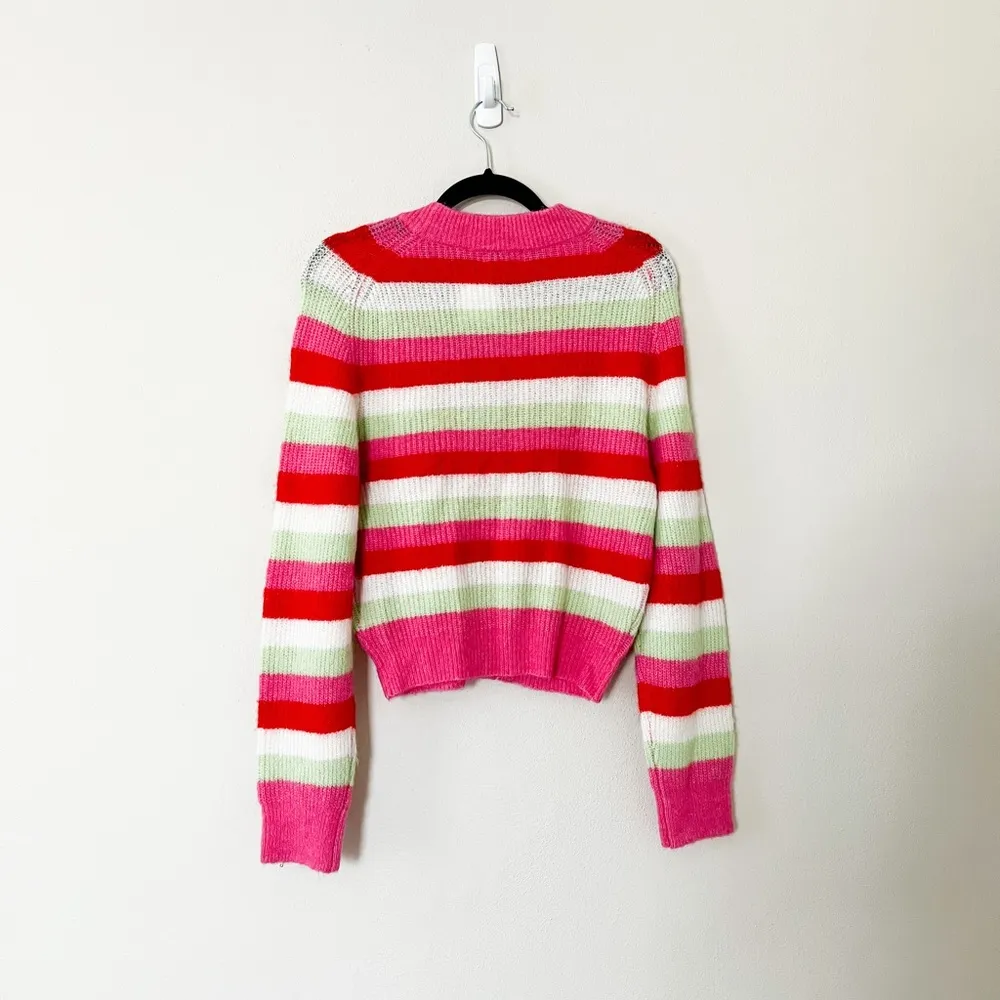 NWT GANNI Stripe Bejeweled Cardigan Pink Sweater XS - Image 63