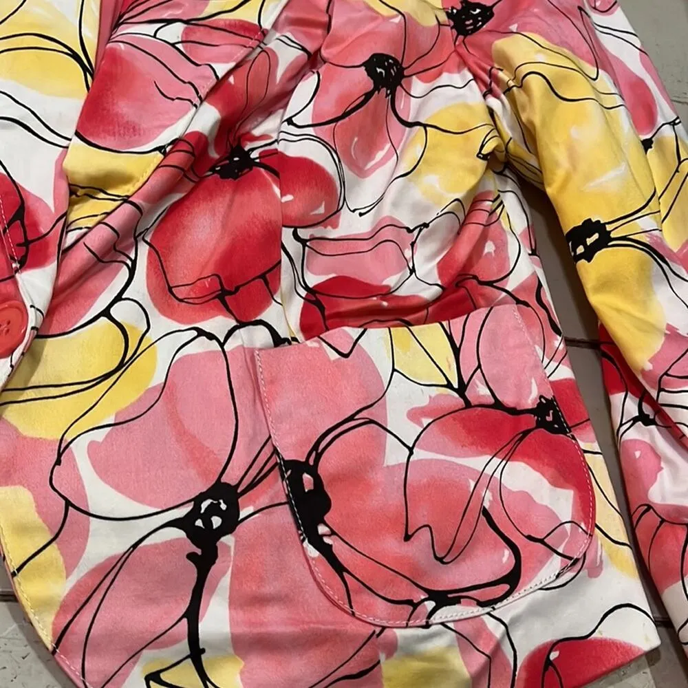 George Stretch Women Y2K Blazer 16 Cropped Stretch Shoulder Pads Floral … Pink - Image 2