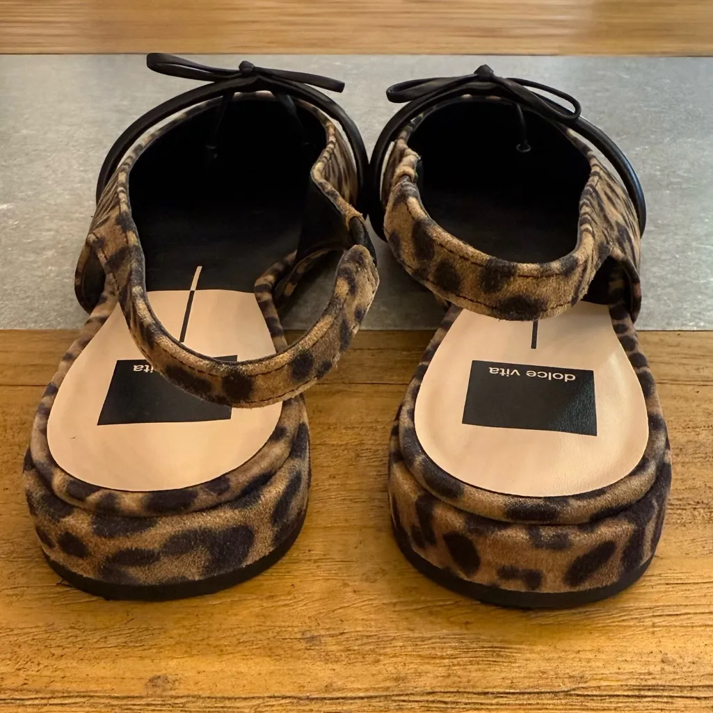 Dolce Vita Payge Leopard Print Pointed Toe Slingback Flats Size 9.5 Brown - Image 5