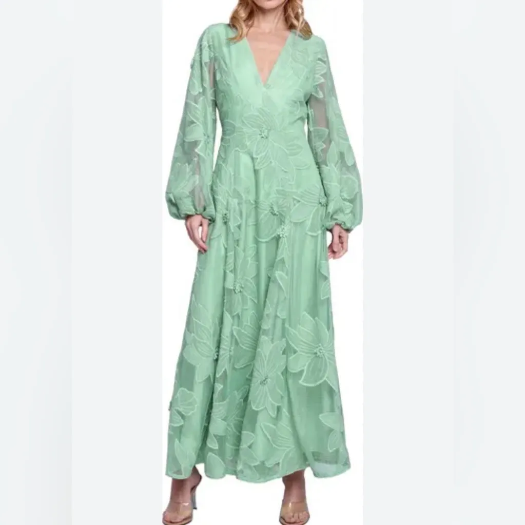 NWT NEW Cibeon Sarilla Long Sleeve Lace Gown Mint Green GORGEOUS Size XS - Image 2