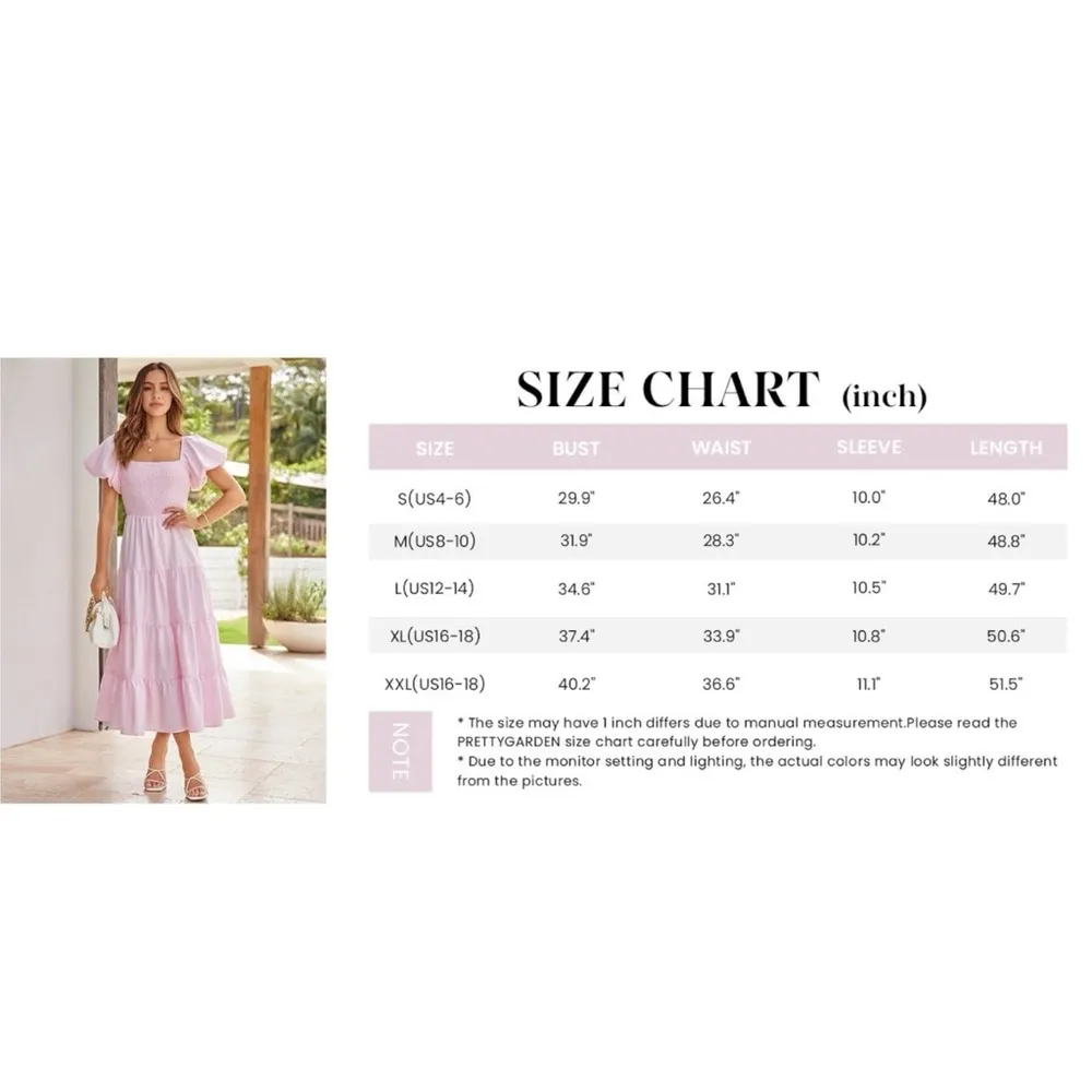 Pretty Garden Ethereal Dainty Tiered Midi Dress White Small Bubble Sleeve NWT - Image 16