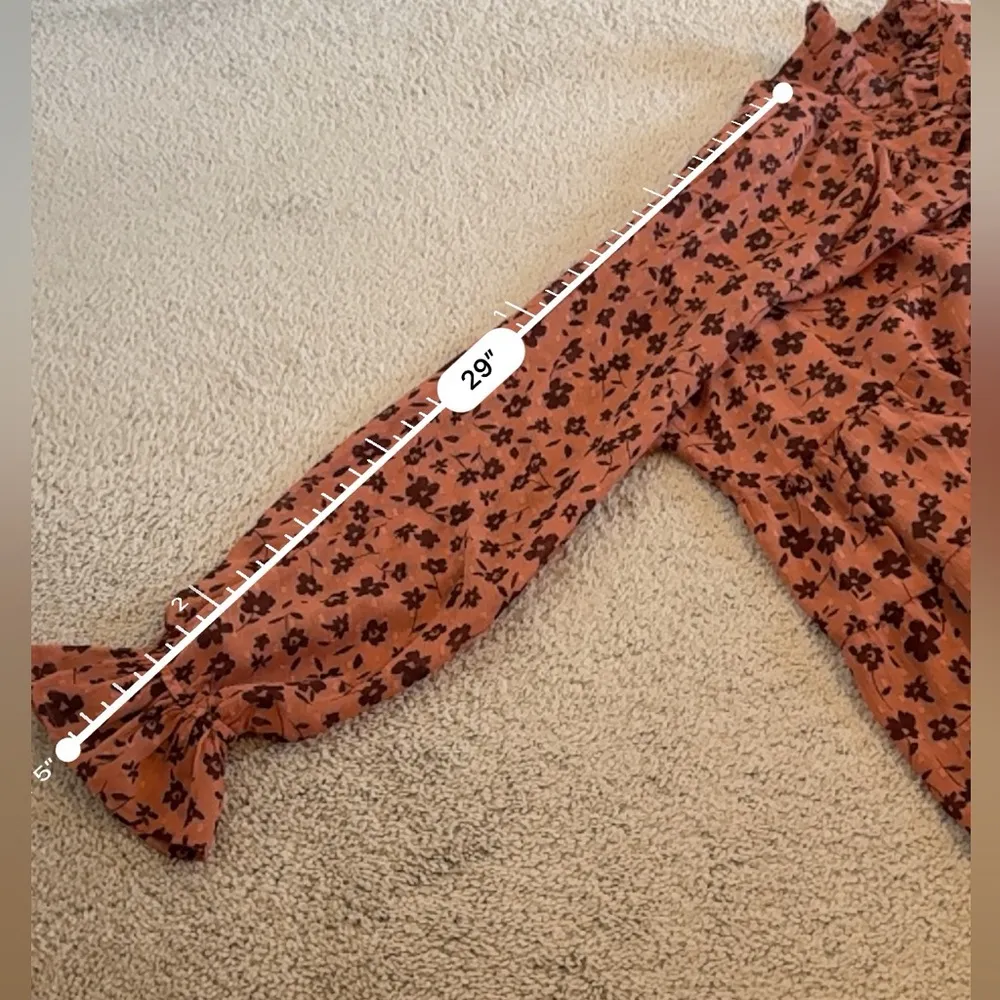 Dress Forum Los Angeles Dress Size M Orange Rust Baby Doll Boho‎ Floral Tiered - Image 10