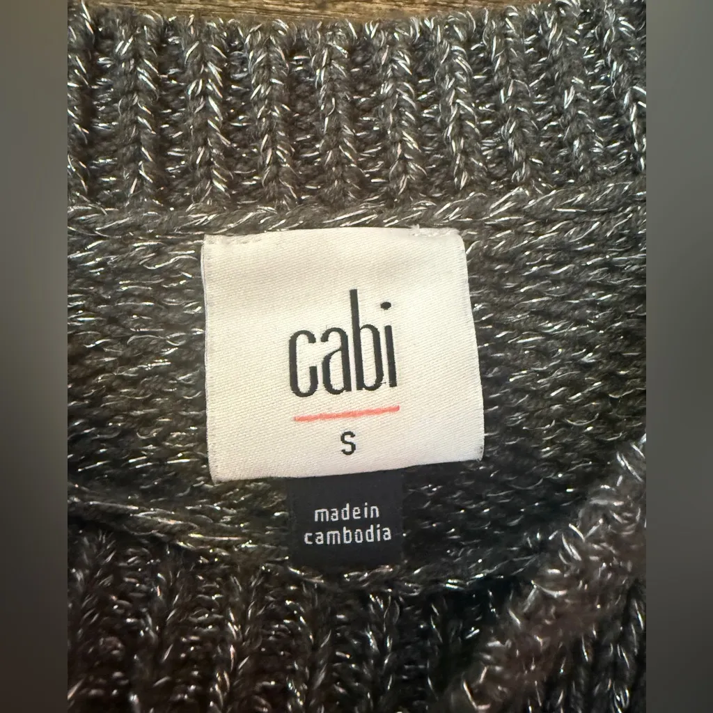 Cabi Women’s Charcoal Grey Metallic PullOver Button Closure Poncho Sweater-S - Image 2