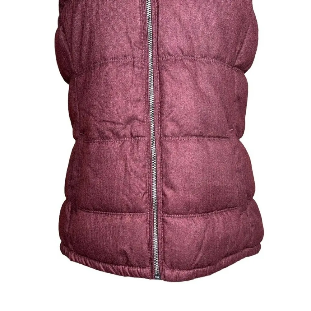 Old Navy Burgundy Wine Fleece Lined Puffer Vest Womens Size S - Image 2