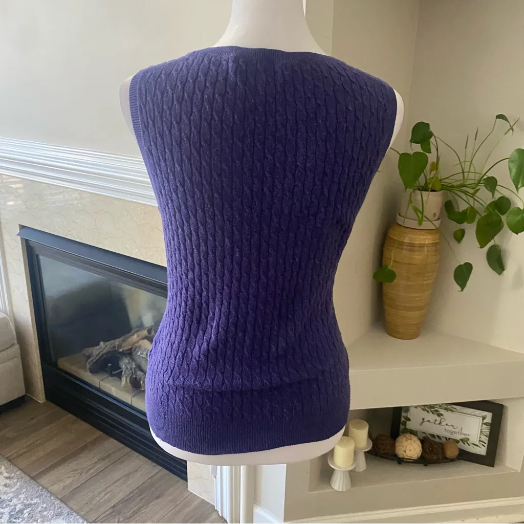 Banana Republic  Purple Cable Knit Wool-Blend Pullover Vest Size XS - Image 8