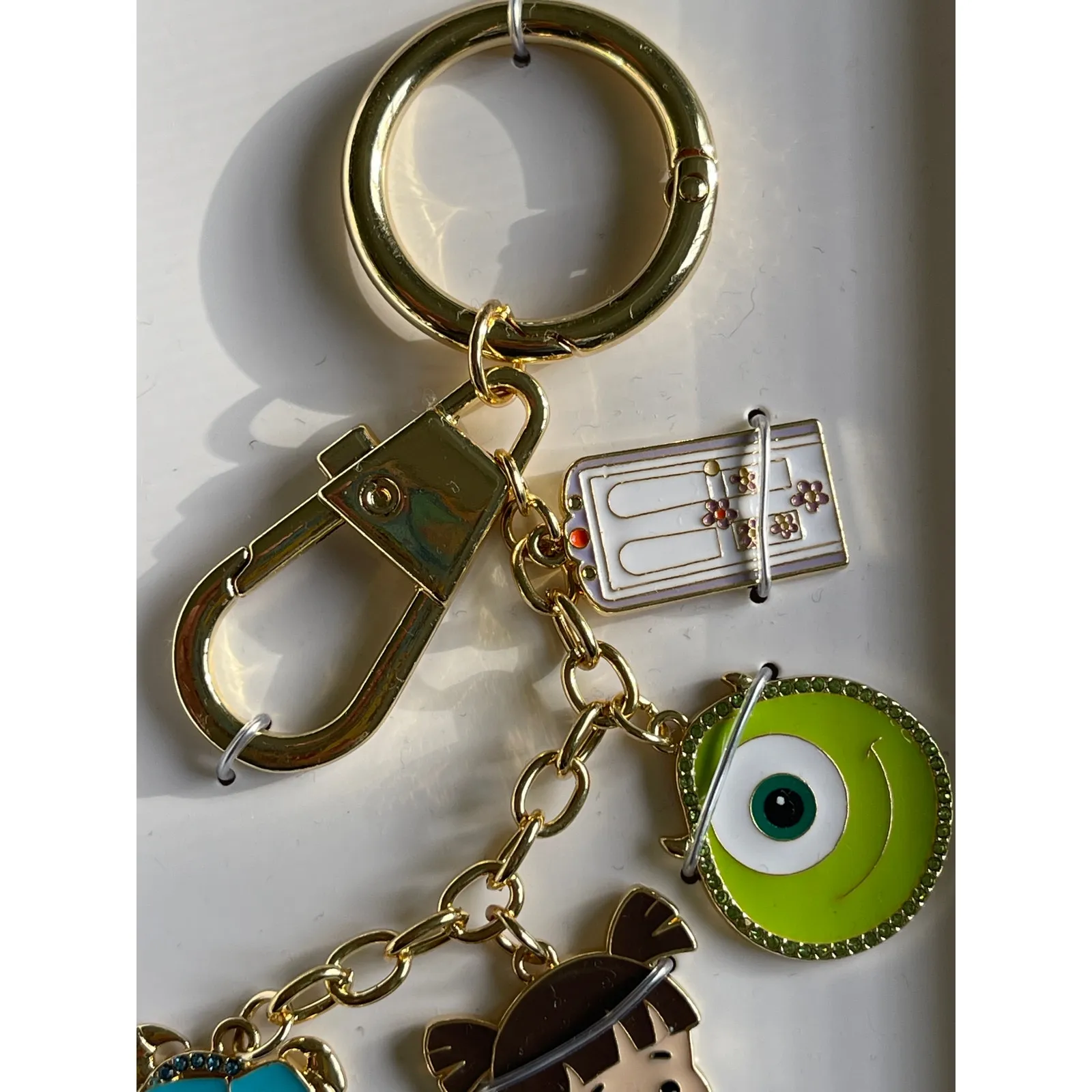 Disney Pixar BaubleBar Monsters Inc Keychain Mike Sulley & Boo Charms NEW Gold - Image 4
