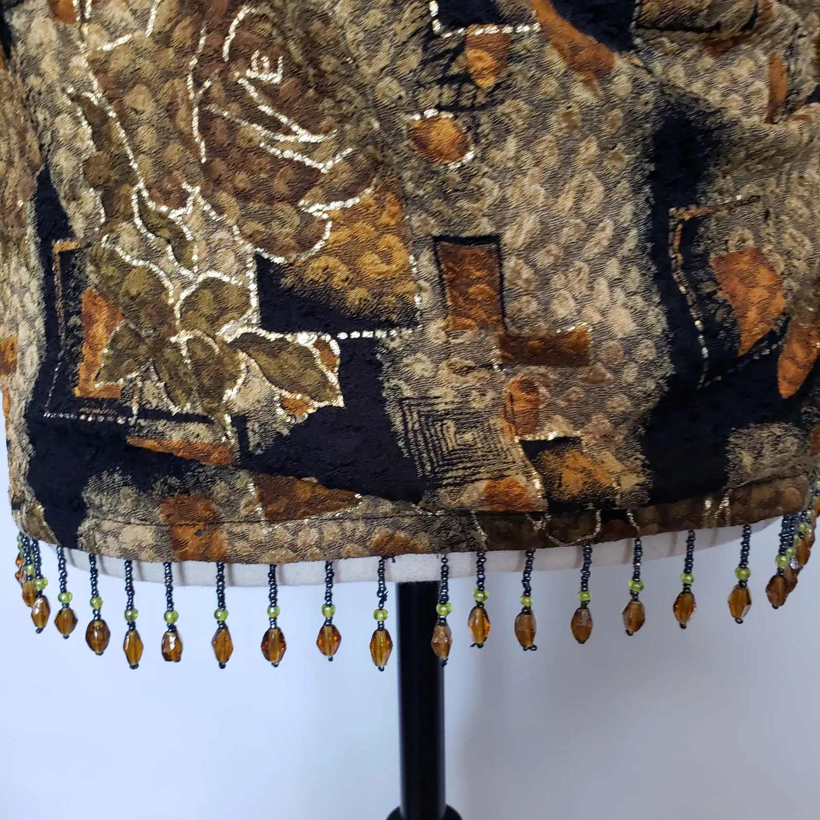 Vintage Y2K MSK Metallic Womens Top Sz 8 Beads Tassel Hem Boho Glam Gold Wrap - Image 13