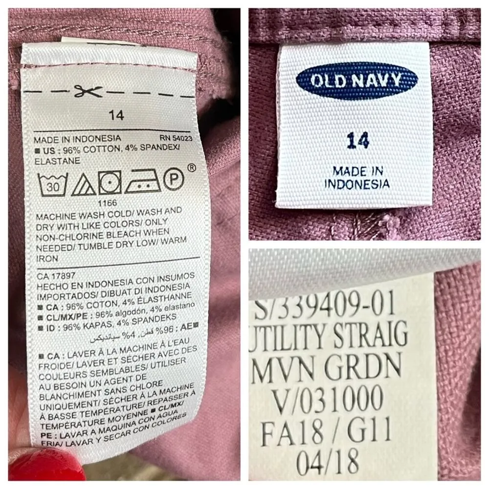 Old Navy Pants Utility Straight Leg Raw Hem Cargo Casual Pink Women’s 14 Plus - Image 9