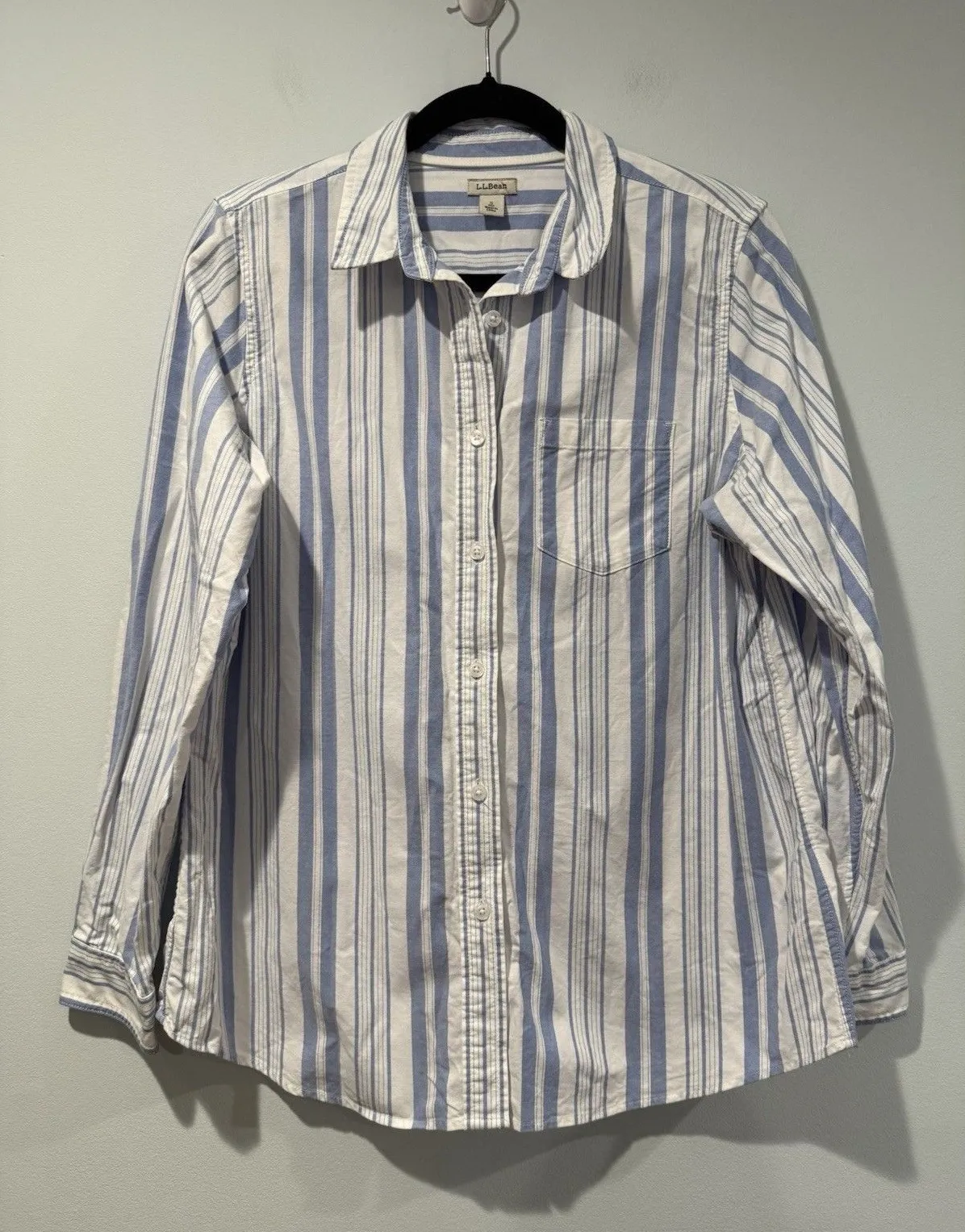 LL Bean Oxford Shirt Womens Small Striped Button Down Preppy Coastal 100% Cotton - Image 1