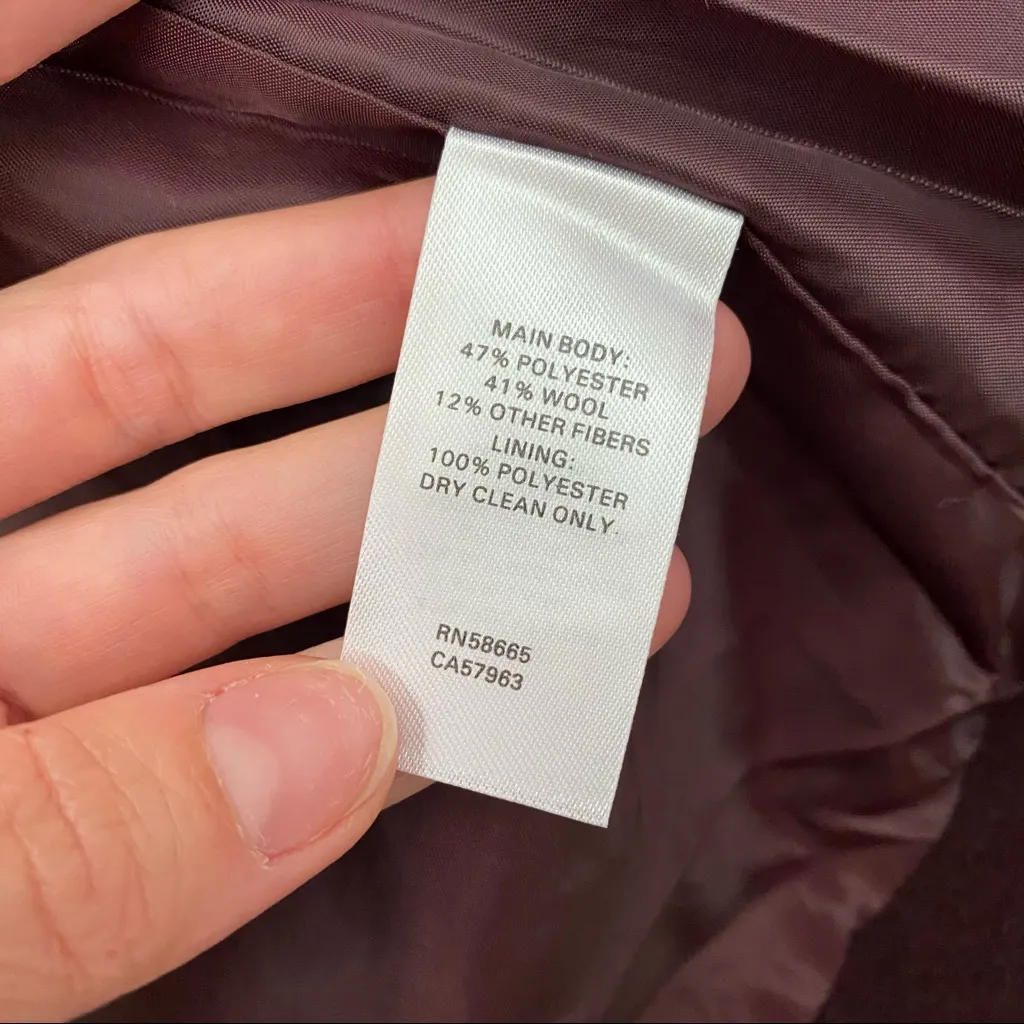 Nordstrom  Double Breasted Wool Blend Peacoat Burgundy S - Image 7