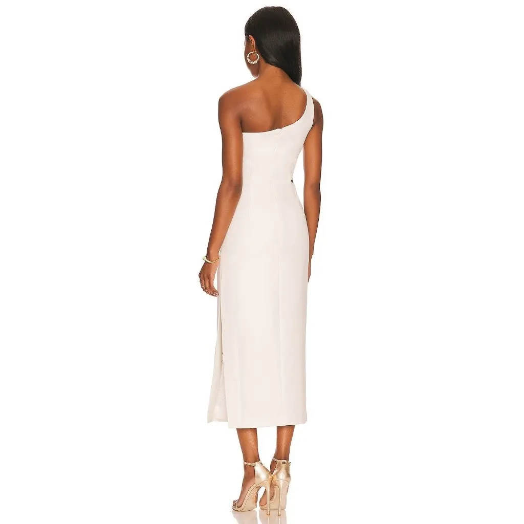 Bardot Jenna One Shoulder Cutout Orchid White Sleeveless Midi Dress White Large - Image 5