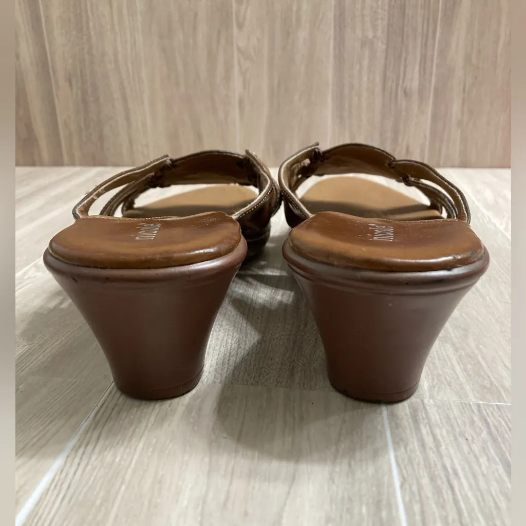 Nicole Brown Faux Leather with Cutout Detail Slip On Sandals Size 7 - Image 8