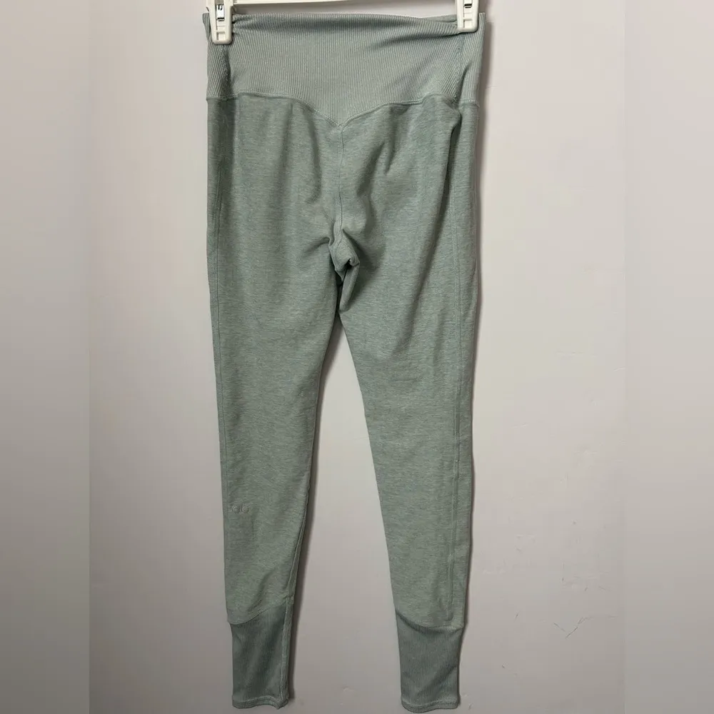 Alo Alosoft Heathered Light Green/Teal Leggings w Jogger Bottom Pants S - Image 4