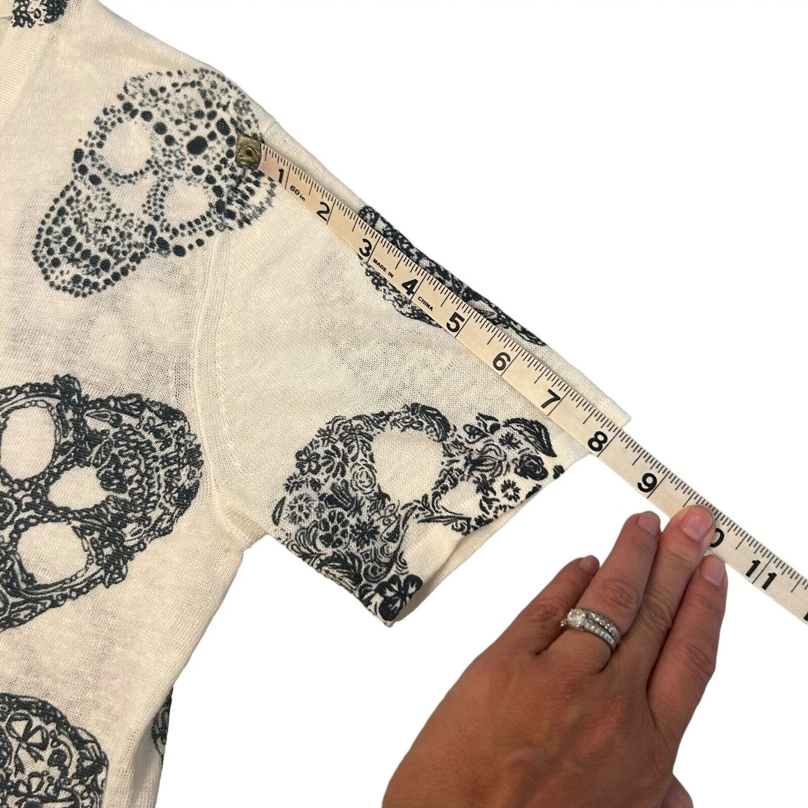 SKULL CASHMERE‎ Rima Skull Linen Relaxed Fit Tee Shirt XS $198 - Image 6