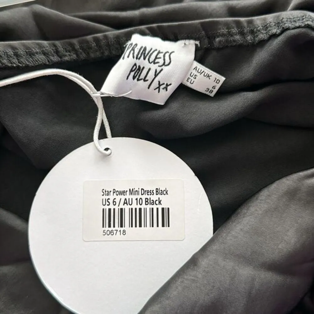 NWT Princess Polly Star‎ Power Black long sleeves Mini Dress size 6 - Image 5