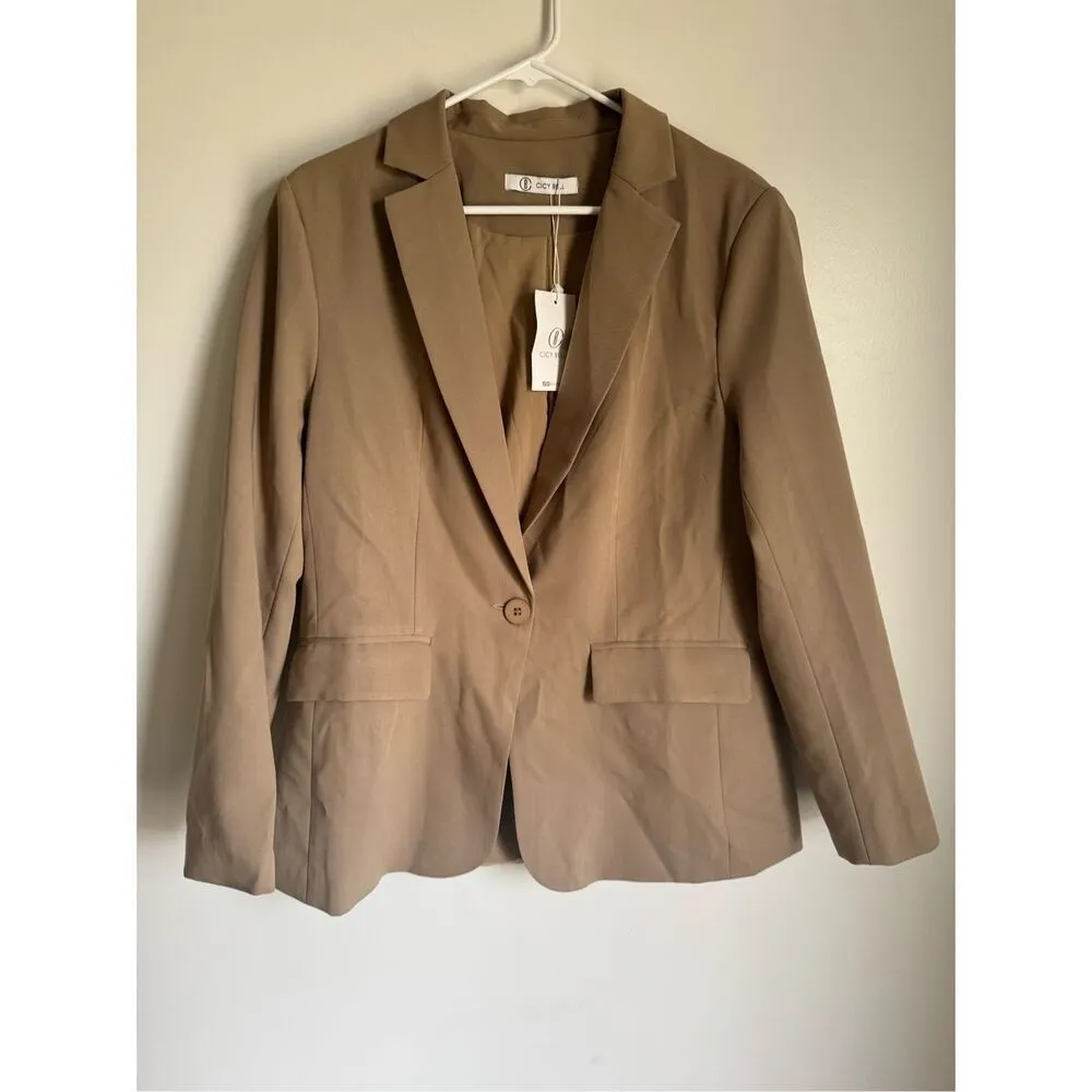 NEW Cicy Bell women’s tan casual button front blazer sz XL office preppy minimal - Image 3